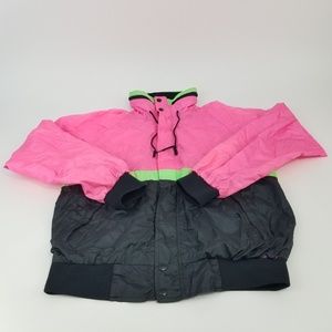 VTG Neon Pink, Volt, Black  Windbreaker Jacket